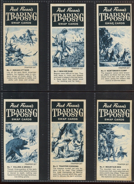 1960's Peak Frean's (Australia) Trading Post Swap Cards Lot of (6) Complete Sets and (3) Special Trapper Cards