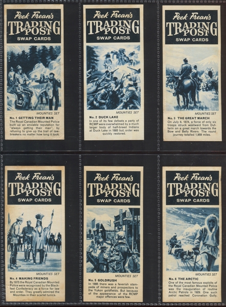 1960's Peak Frean's (Australia) Trading Post Swap Cards Lot of (6) Complete Sets and (3) Special Trapper Cards