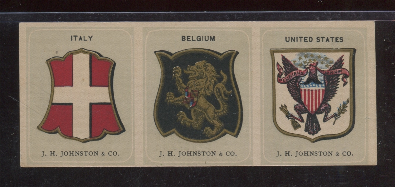 Interesting J.H. Johnston Strip of (3) Crest Cards Uncut