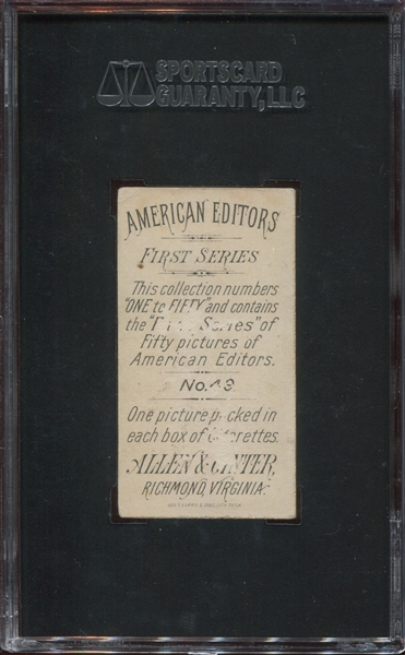 N1 Allen & Ginter American Editors #43 R. T. Van Horn SGC10