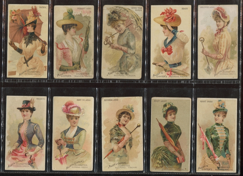 N18 Allen & Ginter Parasol Drill Complete Set of (50) Cards