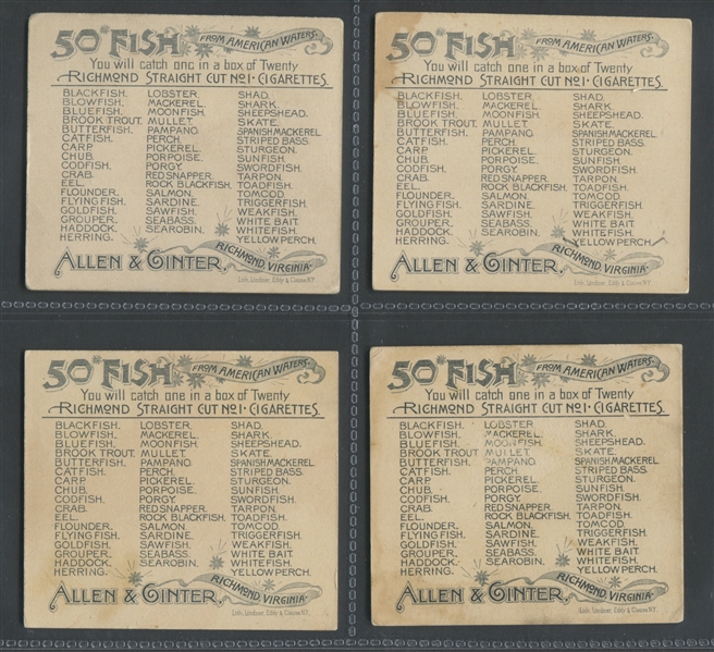 N39 Allen & Ginter Fish From American Waters Lot of (14) Cards