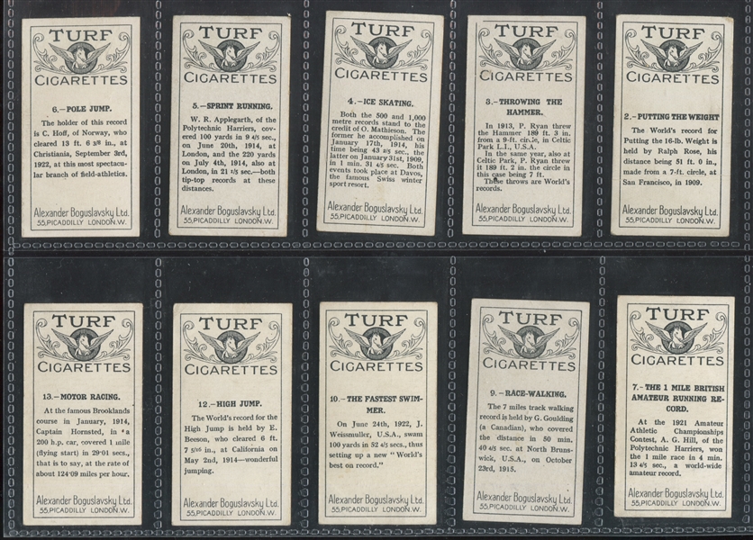 1924 Turf Cigarettes Sports Records Near set of (22/25) Cards
