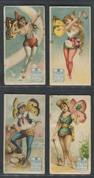 N256 Lorillard Ancient Mythology Burlesqued Lot of (4) Tiger Brand Cards