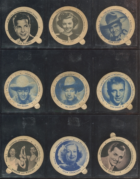 1930's Dixie Lids Actors/Cowboys Lot of (9) Lids