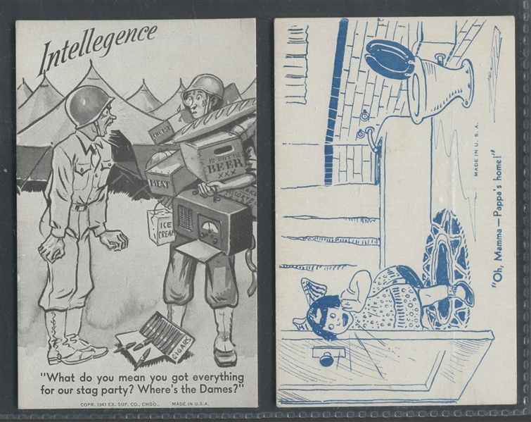 1940's Exhibit Cards Pin-Up/Novelties Scarce Funland Printed Backs Lot of (6)