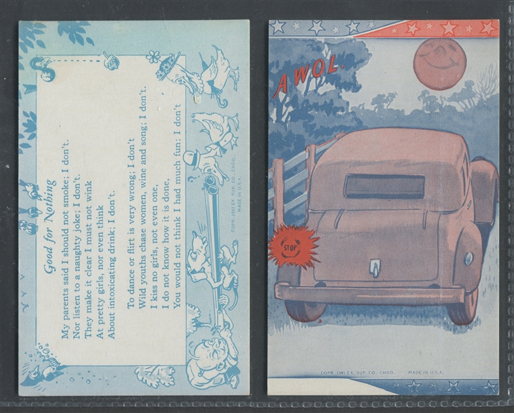 1940's Exhibit Cards Pin-Up/Novelties Scarce Funland Printed Backs Lot of (6)