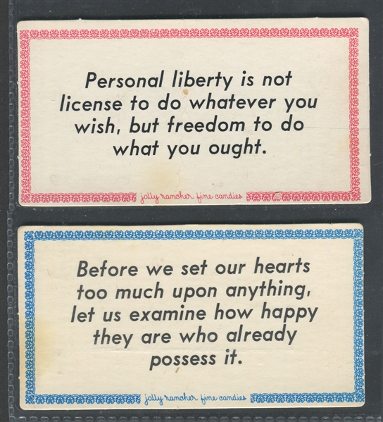 1950's Jolly Rancher Wisdom/Aphorisms Lot of (6) Cards