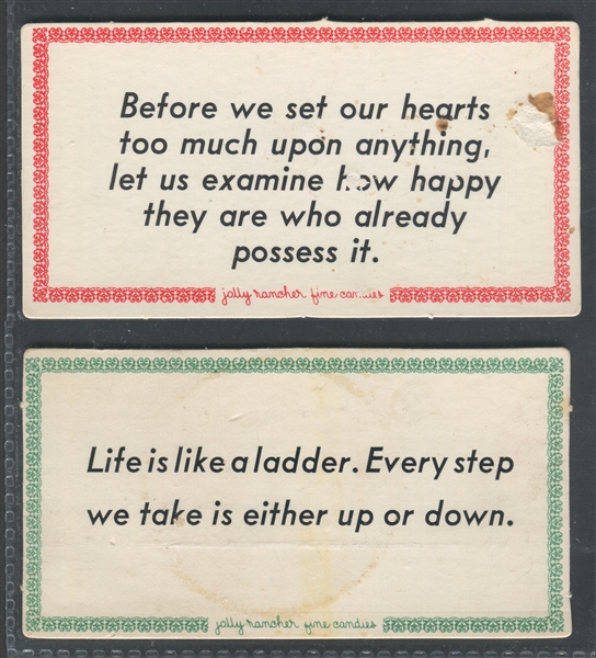 1950's Jolly Rancher Wisdom/Aphorisms Lot of (6) Cards