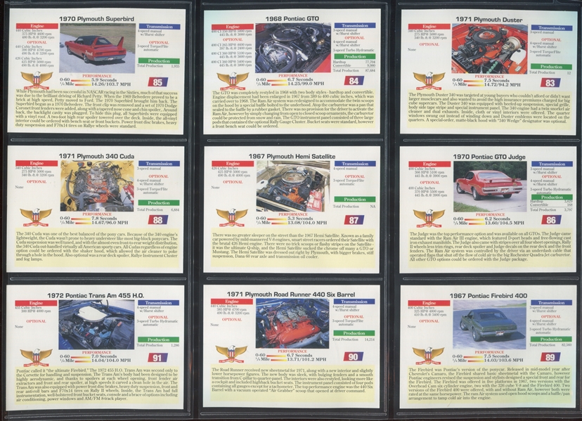 1992 Collect-A-Card Muscle Cars Complete Set of (100) Cards