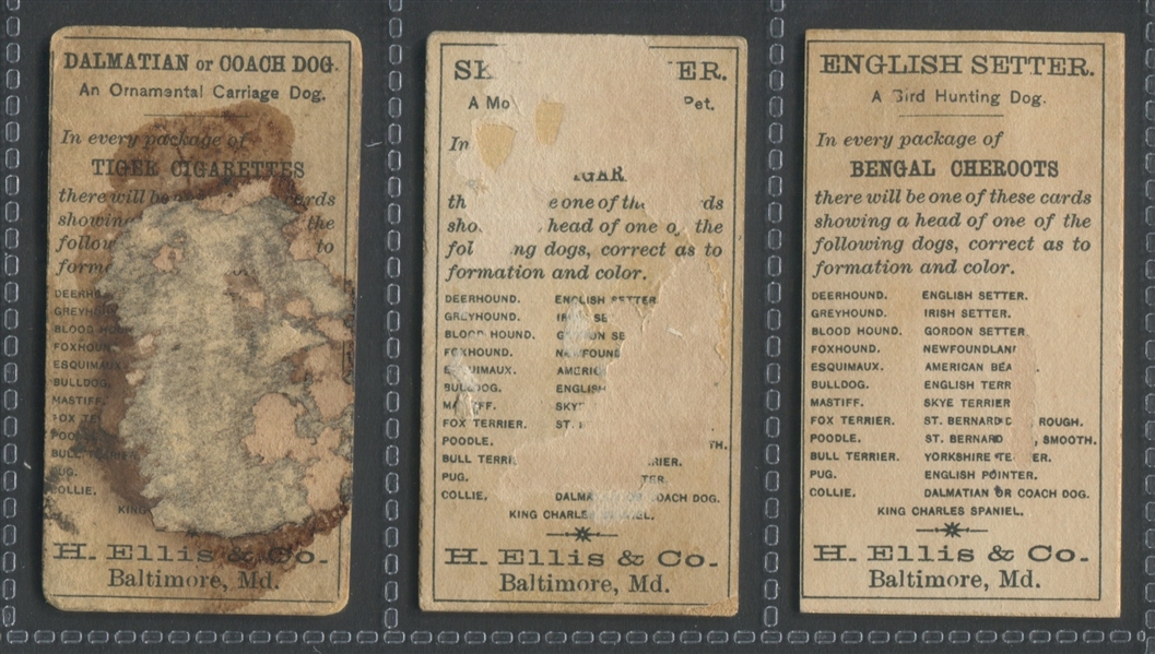 N375 H. Ellis Breeds of Dogs Lot of (3) Cards 