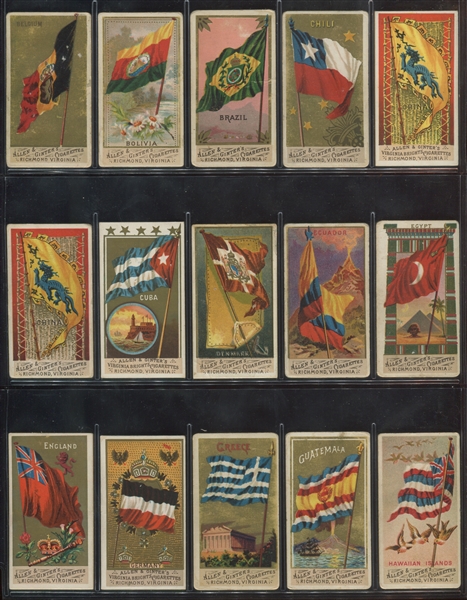 N9 Allen & Ginter Flags of all Nations Lot of (45) Cards 