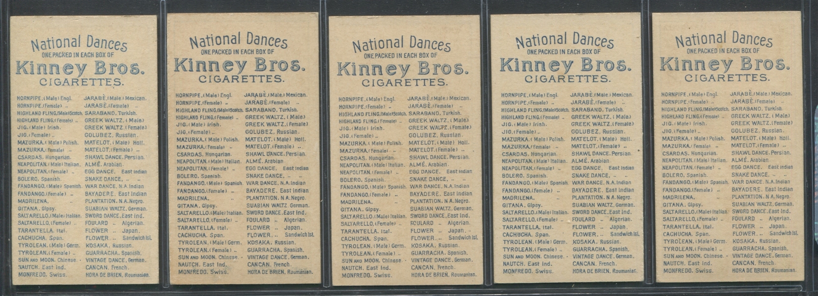 N225 Kinney National Dances Higher Grade Complete Set of (50) Cards