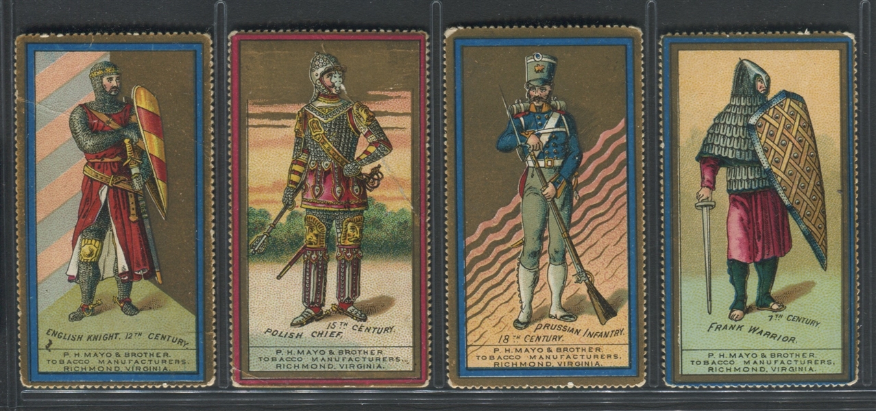 N303 Mayo Cut Plug Costumes of Warriors & Soldiers Lot of (4) Cards
