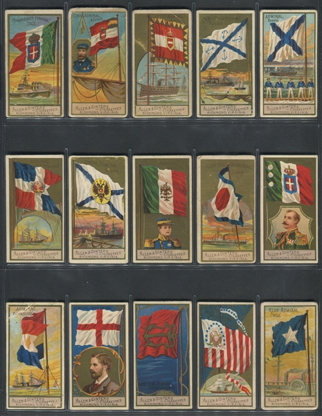 N17 Allen & Ginter Naval Flags Lot of (34) Cards