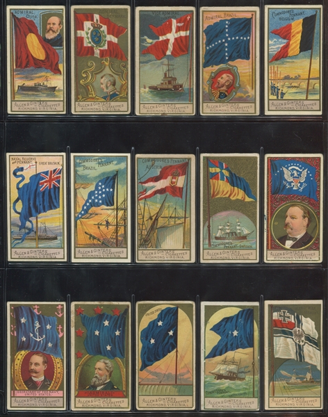 N17 Allen & Ginter Naval Flags Lot of (34) Cards
