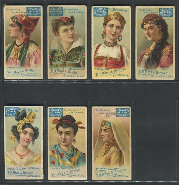 N305 Mayo Cut Plug Head Dresses of Various Nations Lot of (7) Cards