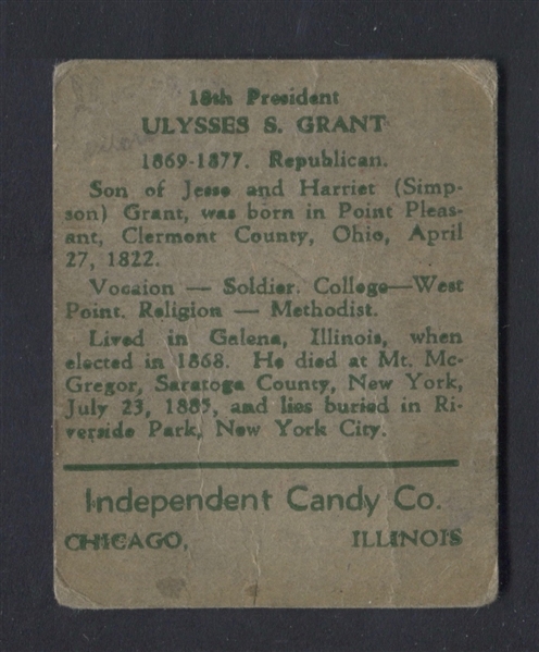 R116 Independent Candy Company Presidents - Ulysses S Grant