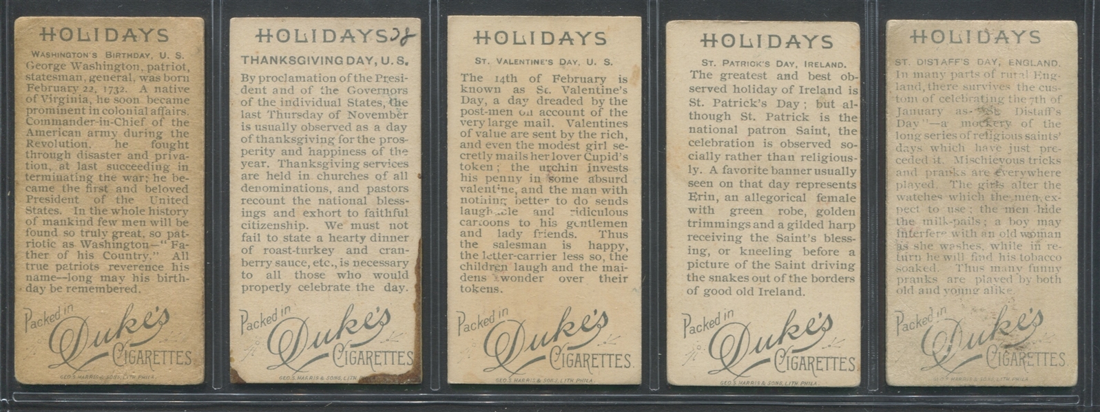 N80 Duke Cigarettes Holidays Complete Set of (50) Cards
