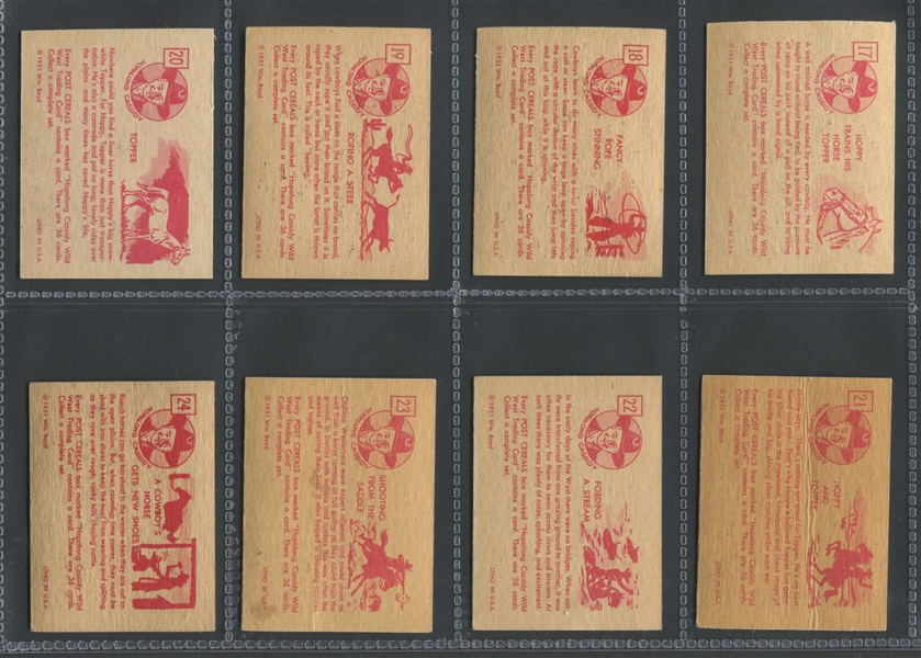 F278-12 Post Cereal Hopalong Cassidy Complete Set of (36) Cards