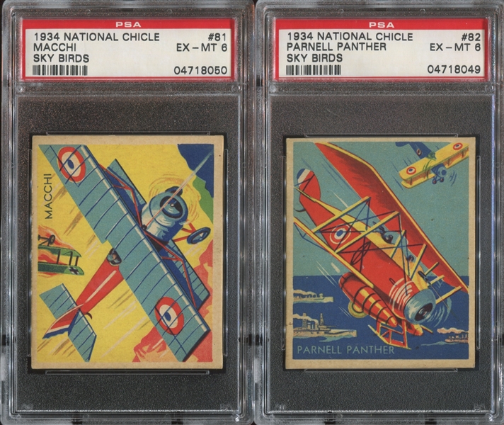 R136 National Chicle Sky Birds Lot of (7) PSA6 EX-MT Graded Cards