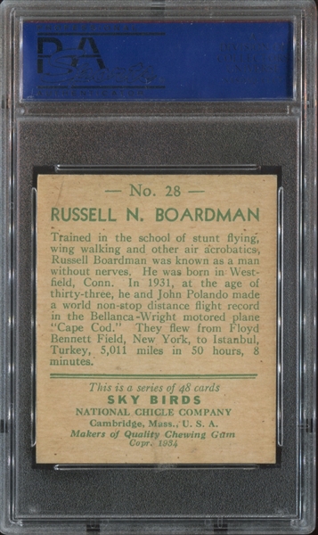 R136 National Chicle Sky Birds #28 Russell N. Boardman PSA8 NM-MT