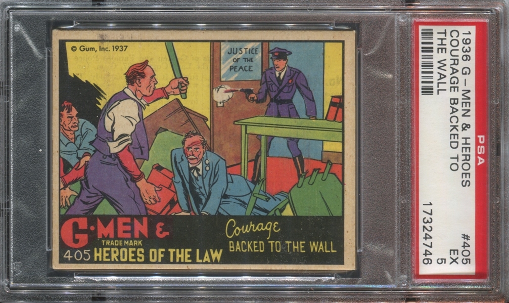 R60 G-Men and the Heroes of the Law #405 Courage Backed to the Wall PSA5 EX