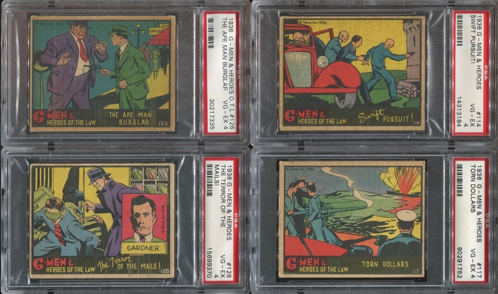 R60 G-Men and the Heroes of the Law Lot of (13) PSA4 VG-EX Cards