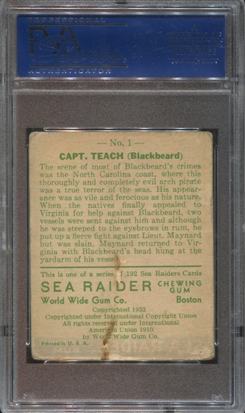 R124 Sea Raiders Low Series Lot of (7) Cards With #1 Blackbeard