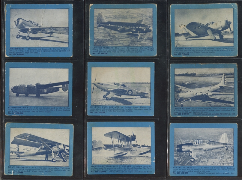 R177 Gum Inc Zoom Airplanes (101-200) BLUE Border Lot of (81) Cards