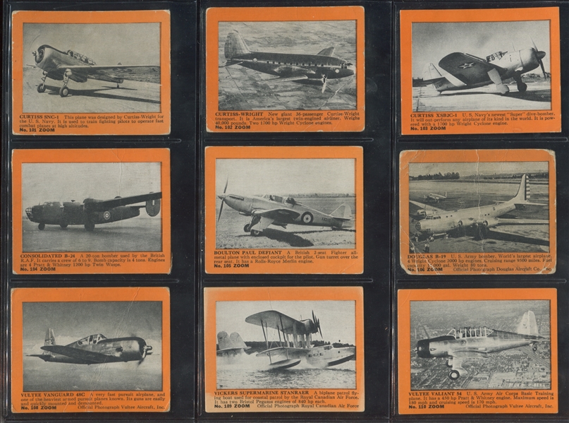 R177 Gum Inc Zoom Airplanes (101-200) ORANGE Lot of (86) Cards