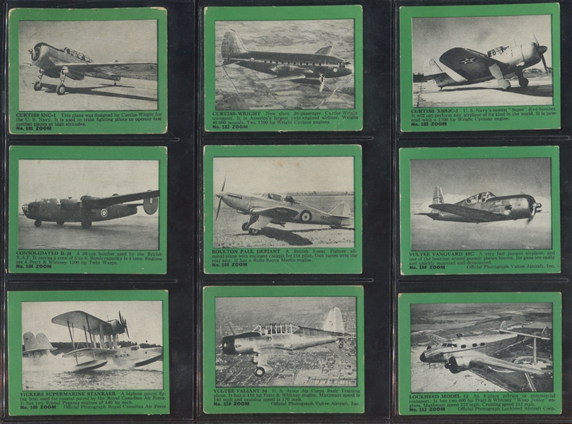 R177 Gum Inc Zoom Airplanes (101-200) GREEN Lot of (81) Cards