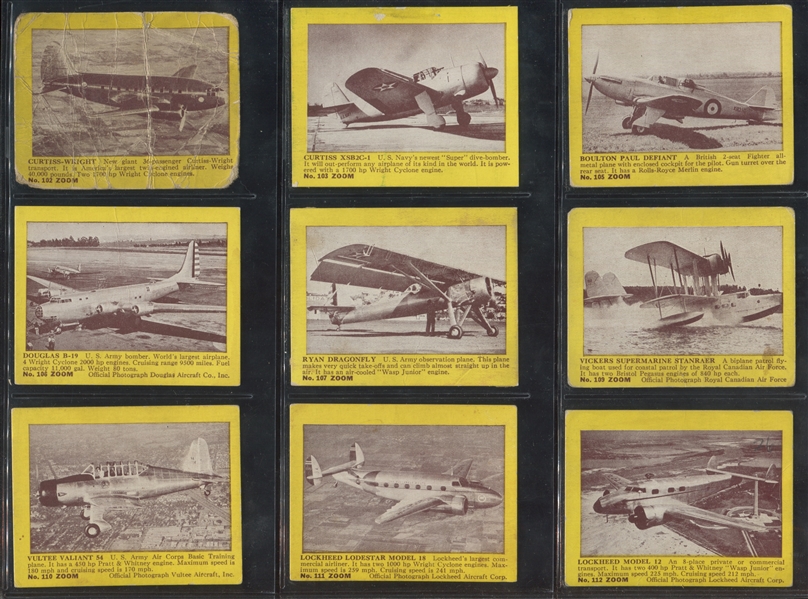 R177 Gum Inc Zoom Airplanes (101-200) YELLOW Lot of (81) Cards