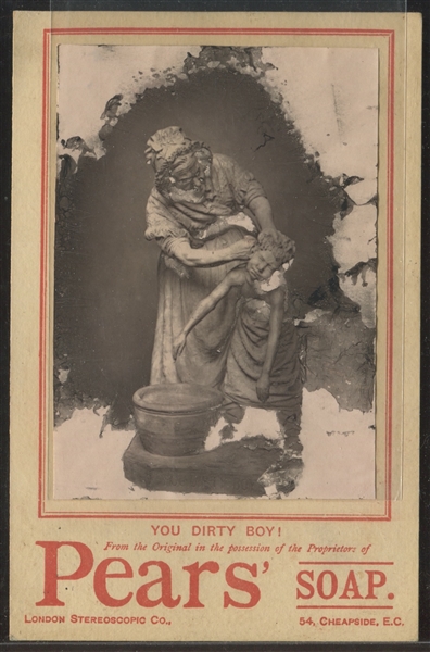 1890s Pears' Soap You Dirty Boy! Photo Trade Card