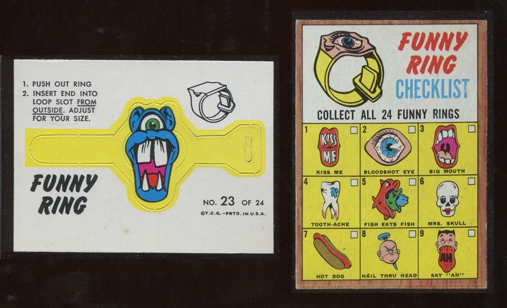 1966 Topps Football #15 Funny Ring Checklist and #23 Funny Ring (2 Cards) 