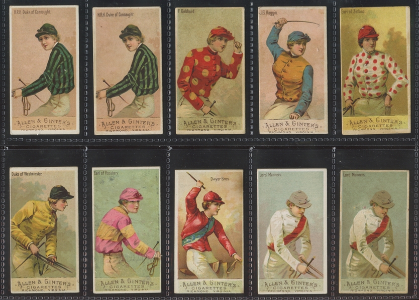 N22 Allen & Ginter Racing Colors (Border) Lot of (12) Cards