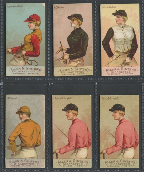 N22 Allen & Ginter Racing Colors (No Border) Lot of (6) Cards