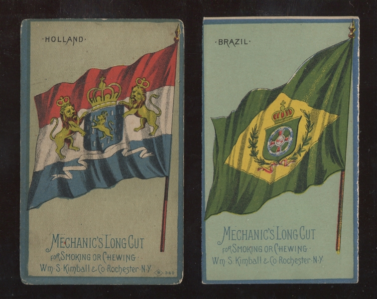 N195 Kimball Mechanic's Delight and Hard Tack National Flags Lot of (4) Cards