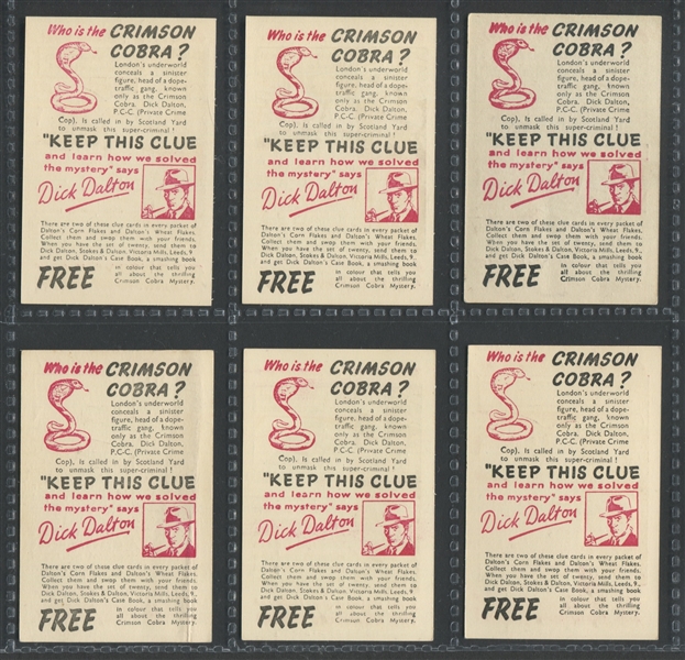 1950's Dalton Cereal (UK) Dick Dalton and the Crimson Cobra Lot of (14) Cards