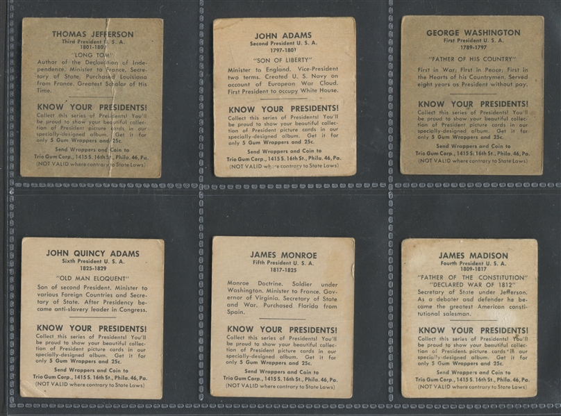 R210 Trio Gum Know Your Presidents Lot of (16) Cards with TOUGH Harry Truman