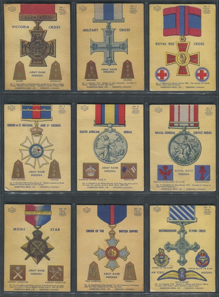 V148 Robertson Brothers Military Medals Partial Set (16/24) Cards