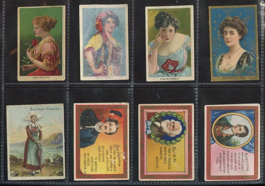 Mix of at least 100 different T cards in mostly lower condition plus 2 different American Indian silks 