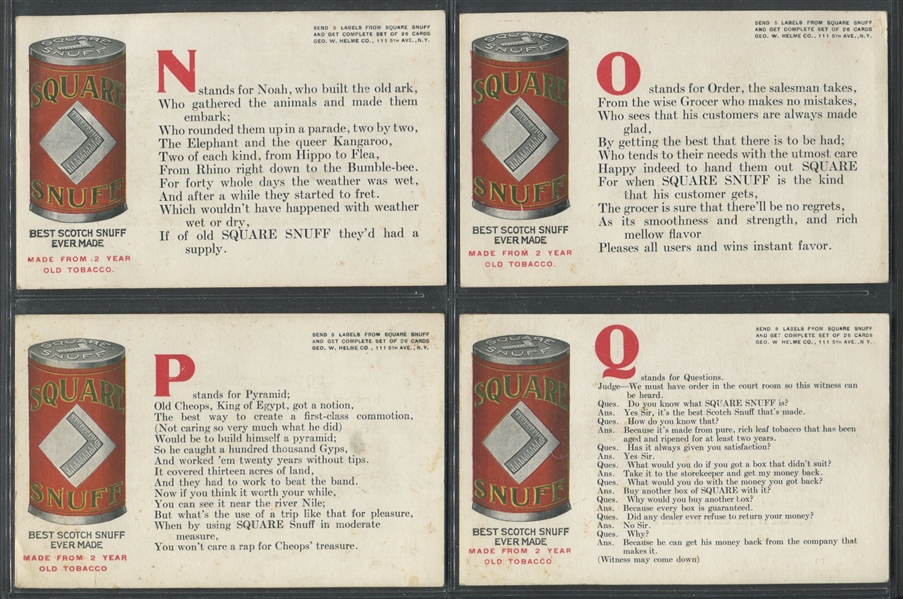 N-UNC Scotch Snuff Alphabet Cards Partial Set (15/24) Cards