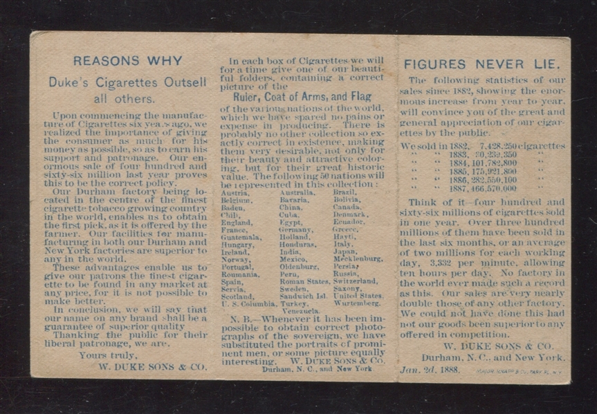 N126B Duke Tobacco Rulers, Flags, Nations Falls of Niagara Type Card