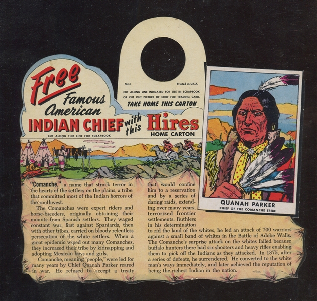 F225-1 Hires Root Beer Famous Indian Chiefs Pair of Hangar Cards
