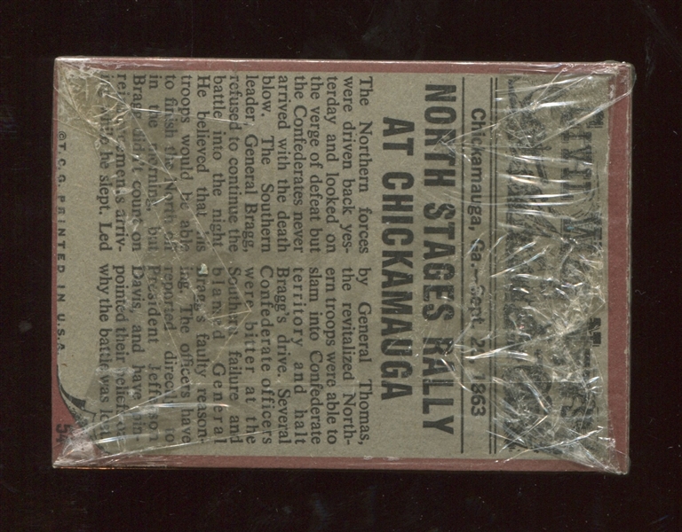 1962 Topps Civil War News High Grade Unopened Cello Package