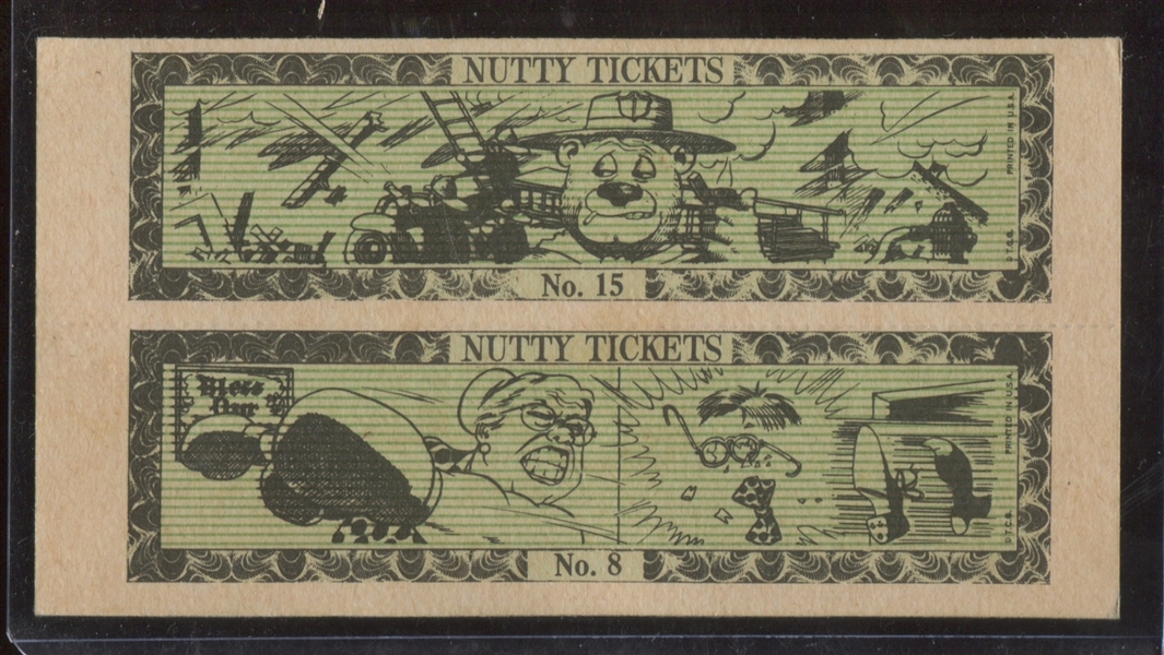 1968 Topps Nutty Tickets Lot of (16) Individual Tickets and One Uncut Panel