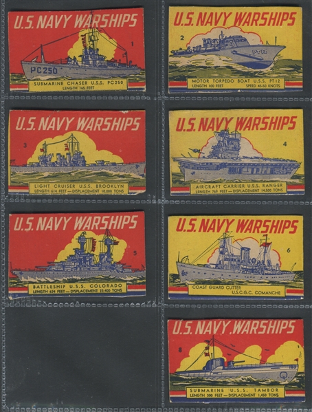 R98 U.S. Navy Warships Near Complete Set (7/8) Cards