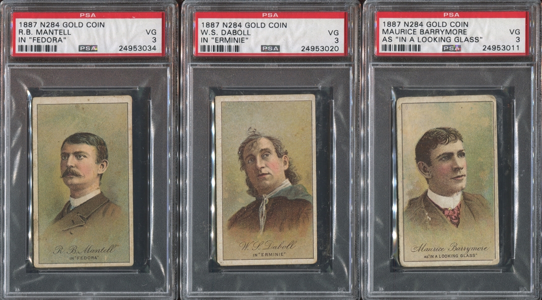 N284 D. Buchner Actors Lot of (3) PSA3 VG Graded Cards With Barrymore
