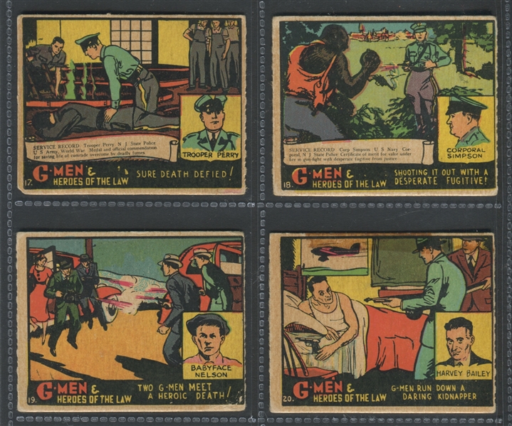 R60 Gum Inc G-Men and the Heroes of the Law Lot of (4) Strip Cards